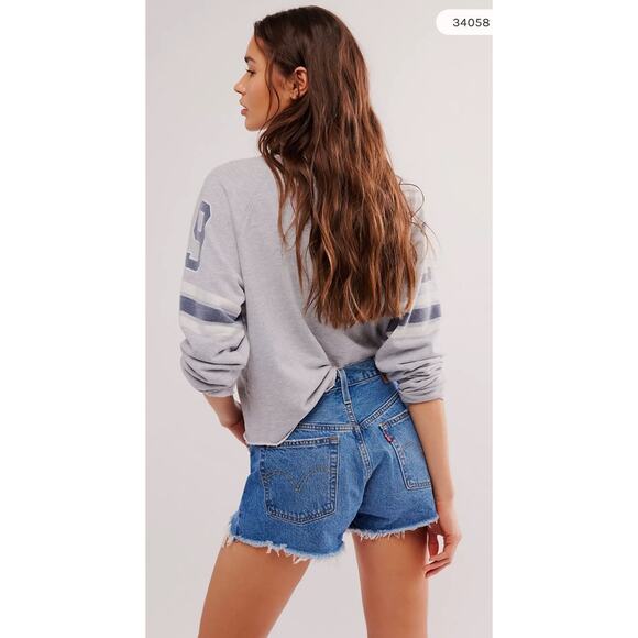 Levi's Free People 501 High-Rise Denim Shorts Athens Blue Size 24 NWT $69 - Picture 1 of 16